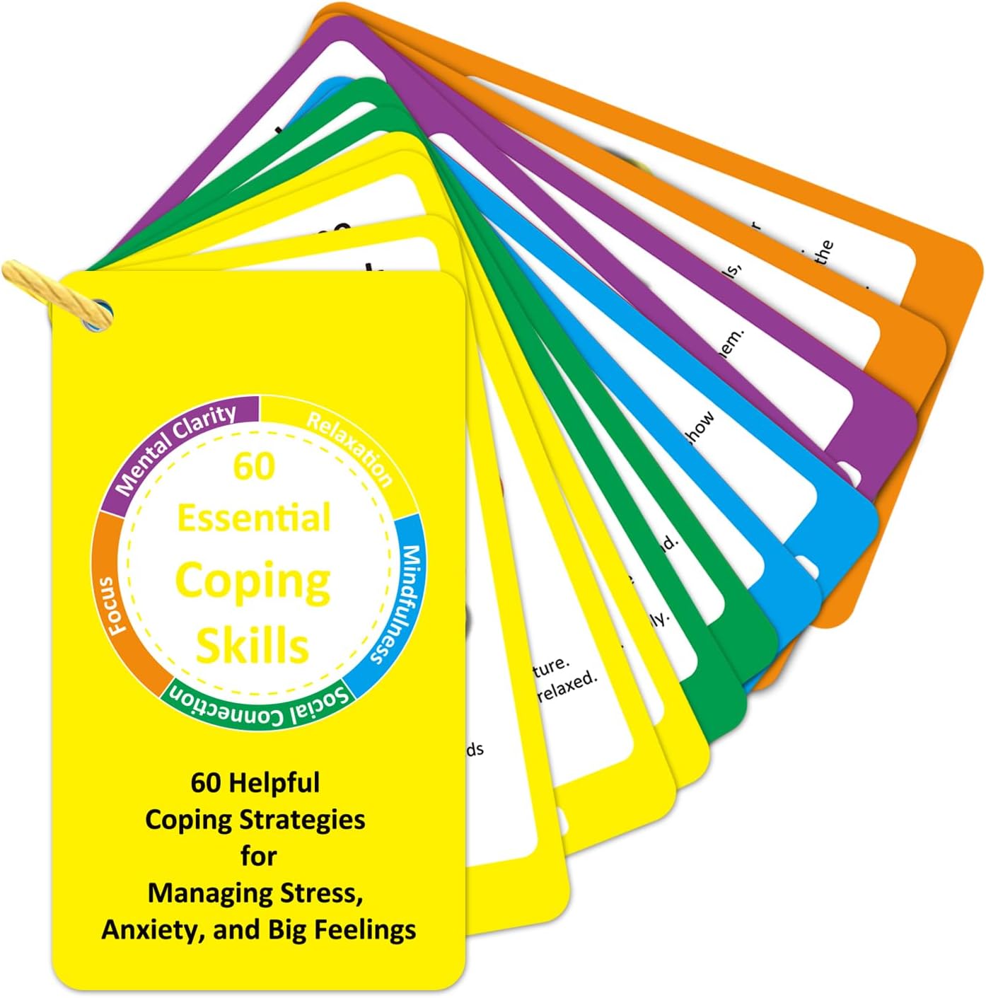 32 Coping Skills Cards with 60 Strategies – Therapy Tools for Teens & Adults to Manage Stress, Anxiety & Emotions – Durable Mindfulness & Emotional Intelligence Deck for Home, School & Counseling Use