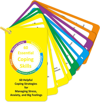 32 Coping Skills Cards with 60 Strategies – Therapy Tools for Teens & Adults to Manage Stress, Anxiety & Emotions – Durable Mindfulness & Emotional Intelligence Deck for Home, School & Counseling Use