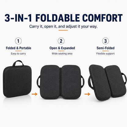 Sojoy iGelComfort 3 in 1 Foldable Gel Seat Cushion Featured with Memory Foam (A Must-Have Travel Cushion! Smart, Easy Travel Cushion) (Size: 18.5“ x 15" x 2")