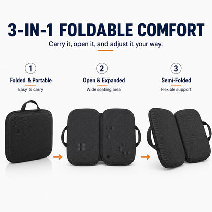Sojoy iGelComfort 3 in 1 Foldable Gel Seat Cushion Featured with Memory Foam (A Must-Have Travel Cushion! Smart, Easy Travel Cushion) (Size: 18.5“ x 15" x 2")