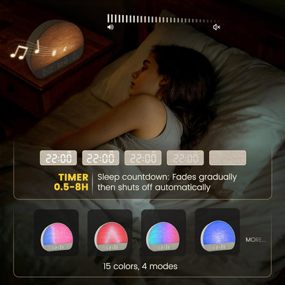 JONRRYIN Sunrise Alarm Clock Wake Up Light for Heavy Sleeper with Remote | 37 White Noise Sounds, Tap Snooze, Bluetooth, USB Charging, 15 Color Night Light, Ideal for Kids, Adults, Reading & Nursery