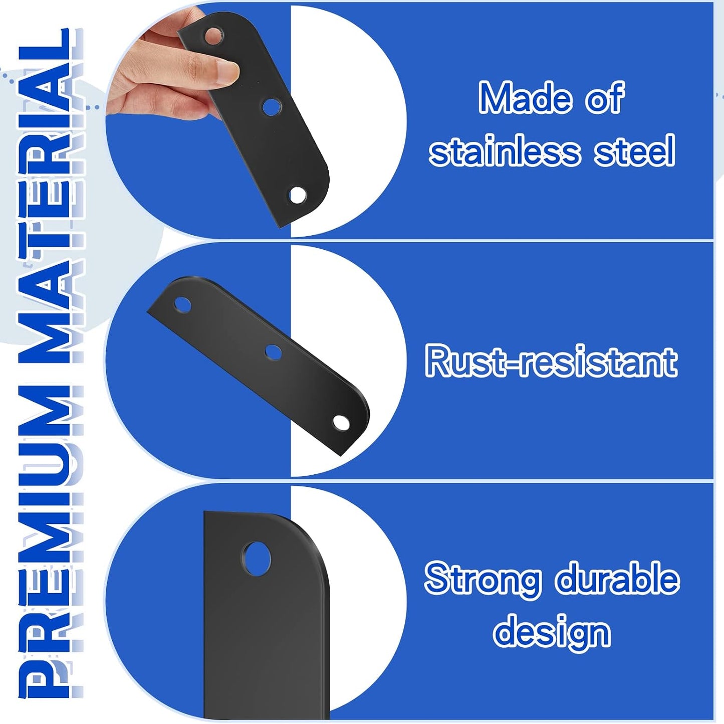 6 Set Door Hinge Filler Plates Kit, 3.5 Inch with 5/8 Inch Stainless Steel Hinge with Matching Screws, Blanks Metal Door Edge Filler Cover Plate Shims Spacer