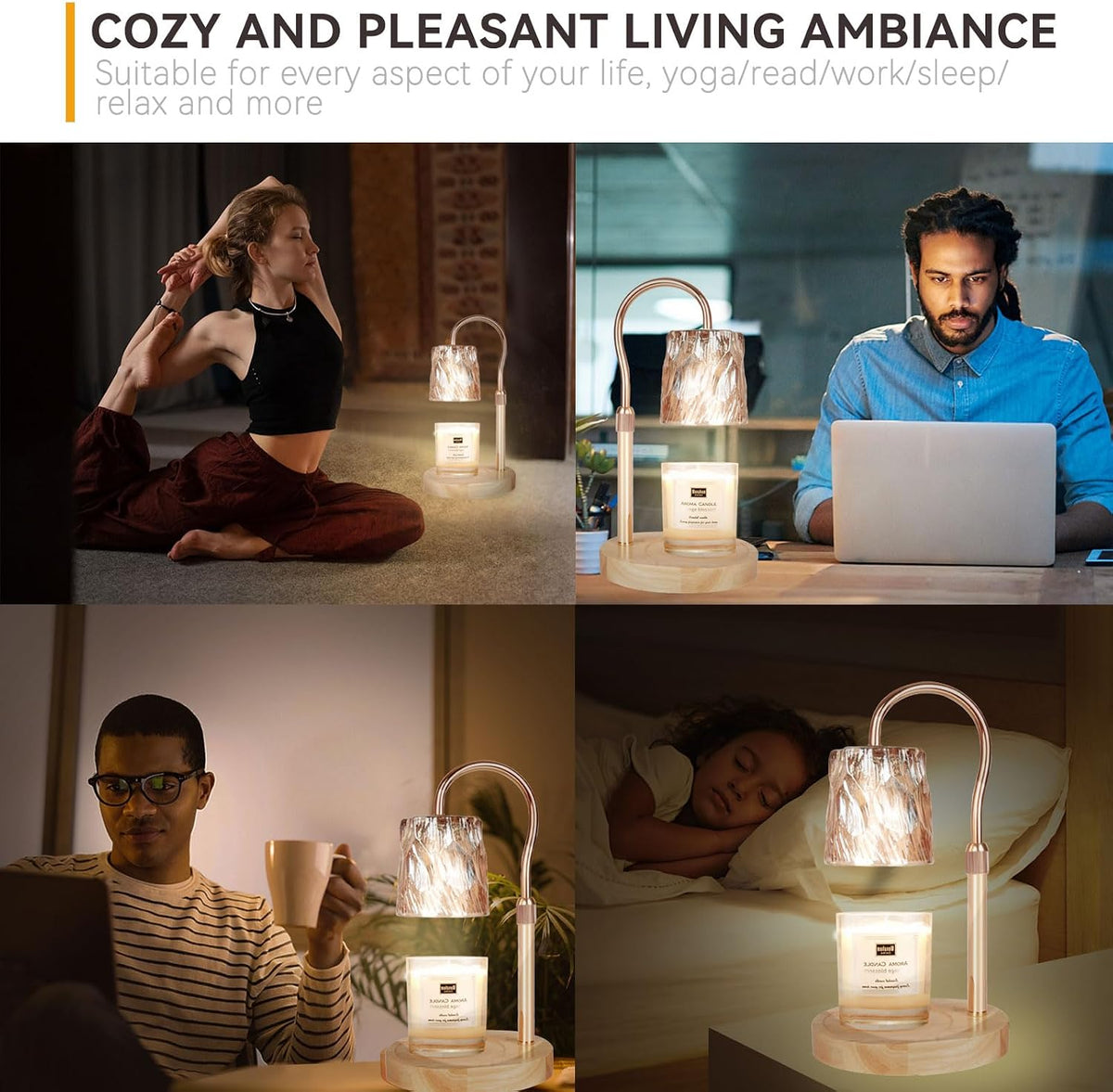 Candle Warmer Lamp with 3 Bulbs, Adjustable Height Dimmable Candle Warmer with Timer, Candle Lamp with Charming Gift Box Ribbon,Birthday Gifts for Women Mom, House Warming Gifts New Home Decor