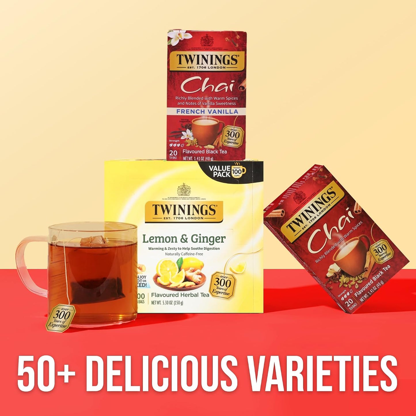 Twinings Mango & Pineapple Herbal Tea Individually Wrapped Bags, 20 Count (Pack of 1), Naturally Caffeine-Free, Enjoy Hot or Iced, 20 Teabags