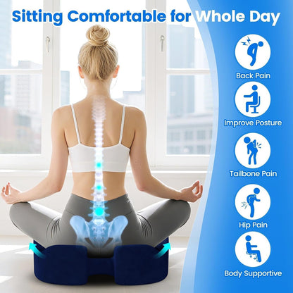 Seat Cushion, Non-Slip Memory Foam Chair Cushion for Taibone, Black/Large | Chair Pillow with Handles for Car Office Chair, Tailbone/Sciatica Easing& Post-Surgery Recovery Chair Cushion
