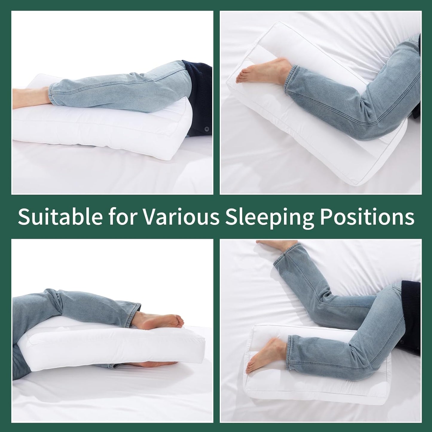 MABOZOO Knee Pillow for Side Sleepers Hip Pain,Between & Under Leg Pillows for Sleeping Side Sleeper,Down Alternative Pillow for Knee & Ankle Support,Sciatica & Back Pain Relief,Pregnancy Support