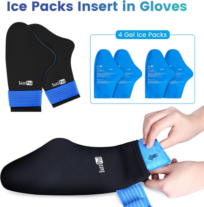 SuzziPad Cold Therapy Socks & Hand Ice Pack, Cooling Gloves for Chemotherapy, Chemo Care Package for Women and Men, S/M