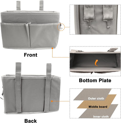 Sugaroom Bedside Storage Caddy, Bunk Bed Organizer Bed Storage Pocket Bedside Organizer Hanging Bed Storage Caddy for College Dorm Room, Hospital Bed Rails, Baby Bed, Camp