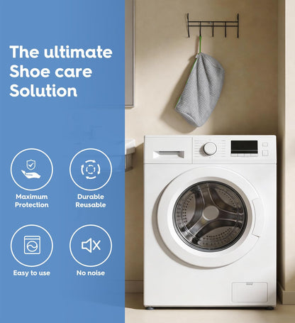VASSON Shoe Washing Machine Bag, 2 Pack XL Laundry Bags for Sneakers | Heavy-duty thick material for noise reduction. Fits large shoes up to Size 13 - Cool Grey/Blue