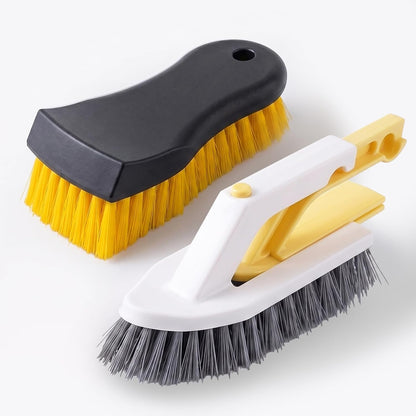 Heavy-Duty Scrub Brush & 2-in-1 Grout Cleaner Brush-2pcs | Scrub Brushes for Cleaning Tile, Floor, Bathtub, Carpet, Sink. Ideal for Kitchen, Bathroom, Shower