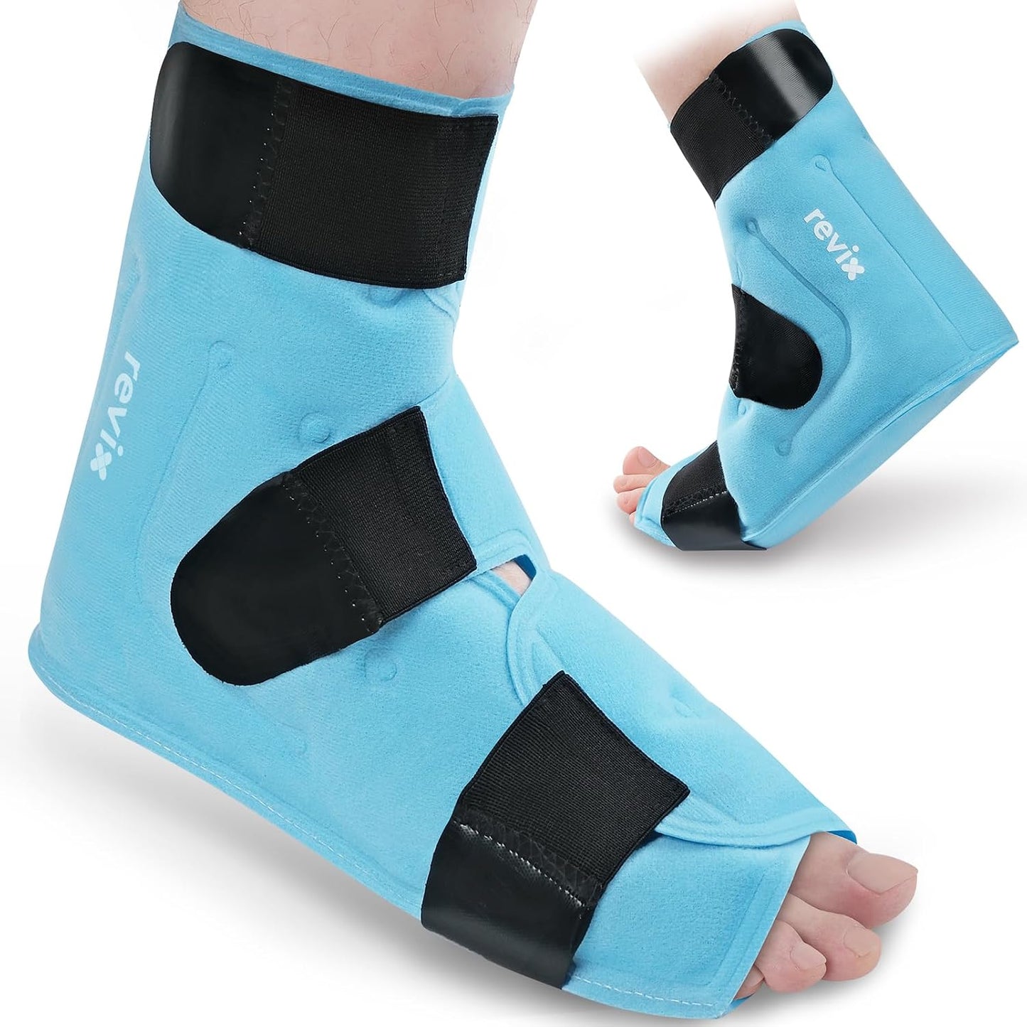 REVIX Large Ankle Ice Pack for Foot Discomfort, Reusable Gel Cold Pack with Cold Compression Therapy, Full Coverage Ankle Ice Wrap for Post-Workout Recovery, Plantar Fasciitis