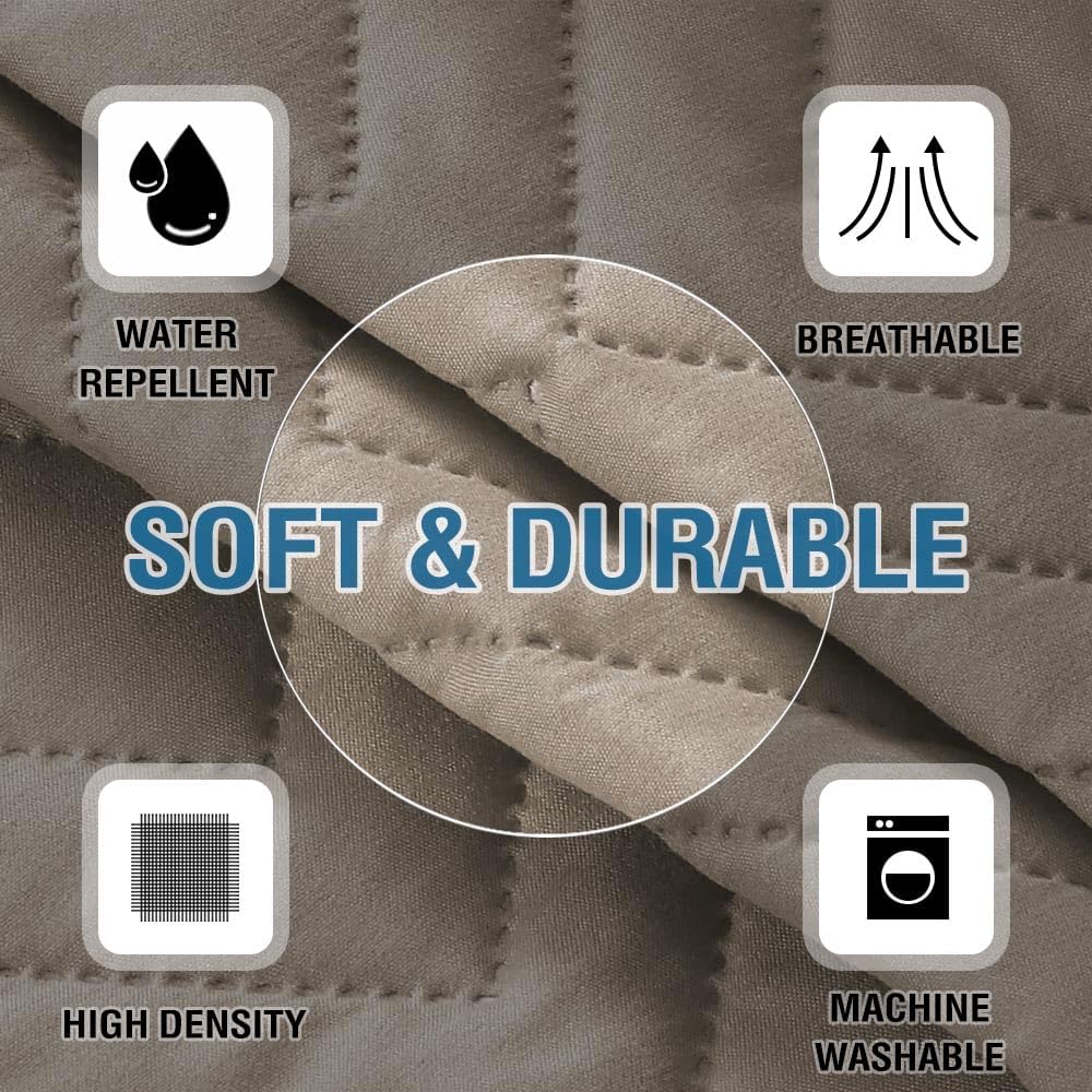 H.VERSAILTEX Water Resistant Armrest Covers for Sofa, 2 Pack, Ivory/Beige | Waterproof Armchair Caddy, Couch Arm Covers Remote Control Holder Sofa Armrest Organizer for Magazine, Tablet, Phone, iPad