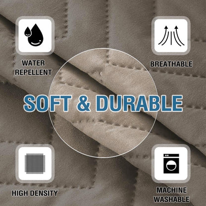 H.VERSAILTEX Water Resistant Armrest Covers for Sofa, 2 Pack, Ivory/Beige | Waterproof Armchair Caddy, Couch Arm Covers Remote Control Holder Sofa Armrest Organizer for Magazine, Tablet, Phone, iPad