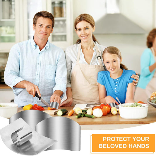 Niupiour Finger Guards for Cutting Food, Kitchen Tool Finger Shield | Steel Finger Protector for Slicing, Dicing and Chopping Vegetables, Protect from Knife Cutting, Knife Guard Saver, 4 Pack