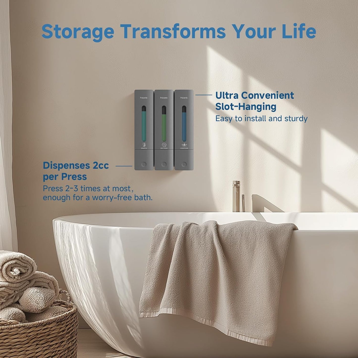 Shampoo and Conditioner Dispenser - Shower Soap Dispenser Wall Mounted No Drill - Shampoo Conditioner Body Wash Dispenser 3 Chamber - Easy Install for Bathroom Hotel Black 1200ml