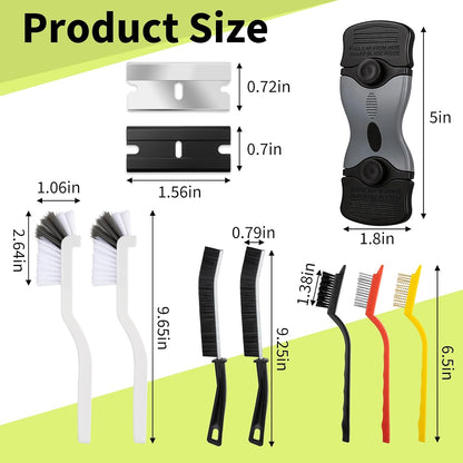Oven Cleaner Brush Set with Oven Scraper for Cleaning, Heavy Duty Wire Brush Set for Oven, Stove, BBQ Grill & Range Hood, Kitchen Cleaning Kits Tools for Removes Tough Grease & Rust