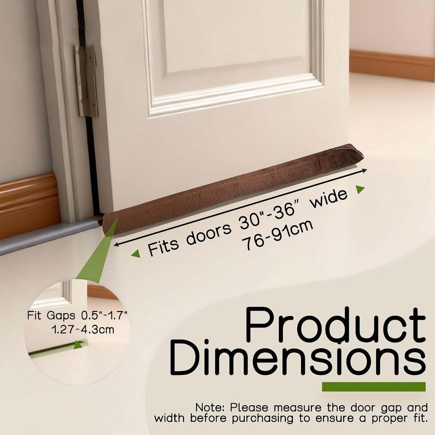 Under Door Draft Stopper, Draft Stopper for Bottom of Door, Adjustable 30-36 Inch Door Draft Blocker, Under Door Gap Filler, Easy Install Door Seal, Helps Reduce Drafts, Noise and Heat Loss Black