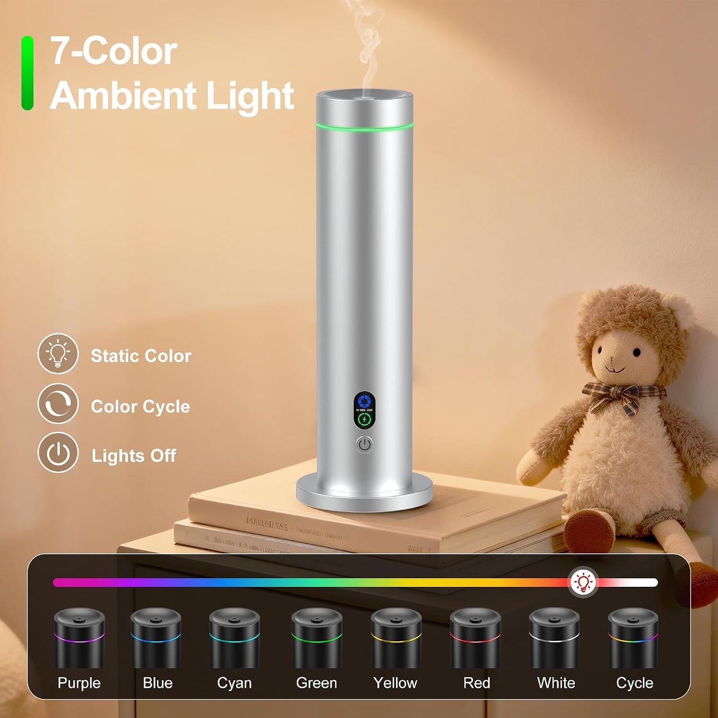 Maromalife Waterless Diffuser, Essential Oil Diffuser, 1000 Sq.Ft Coverage Scent Diffuser – Plug-in Only, Adjustable Mist, Remote, Mood Lights for Home & Office, Large Room, Hotel, Black