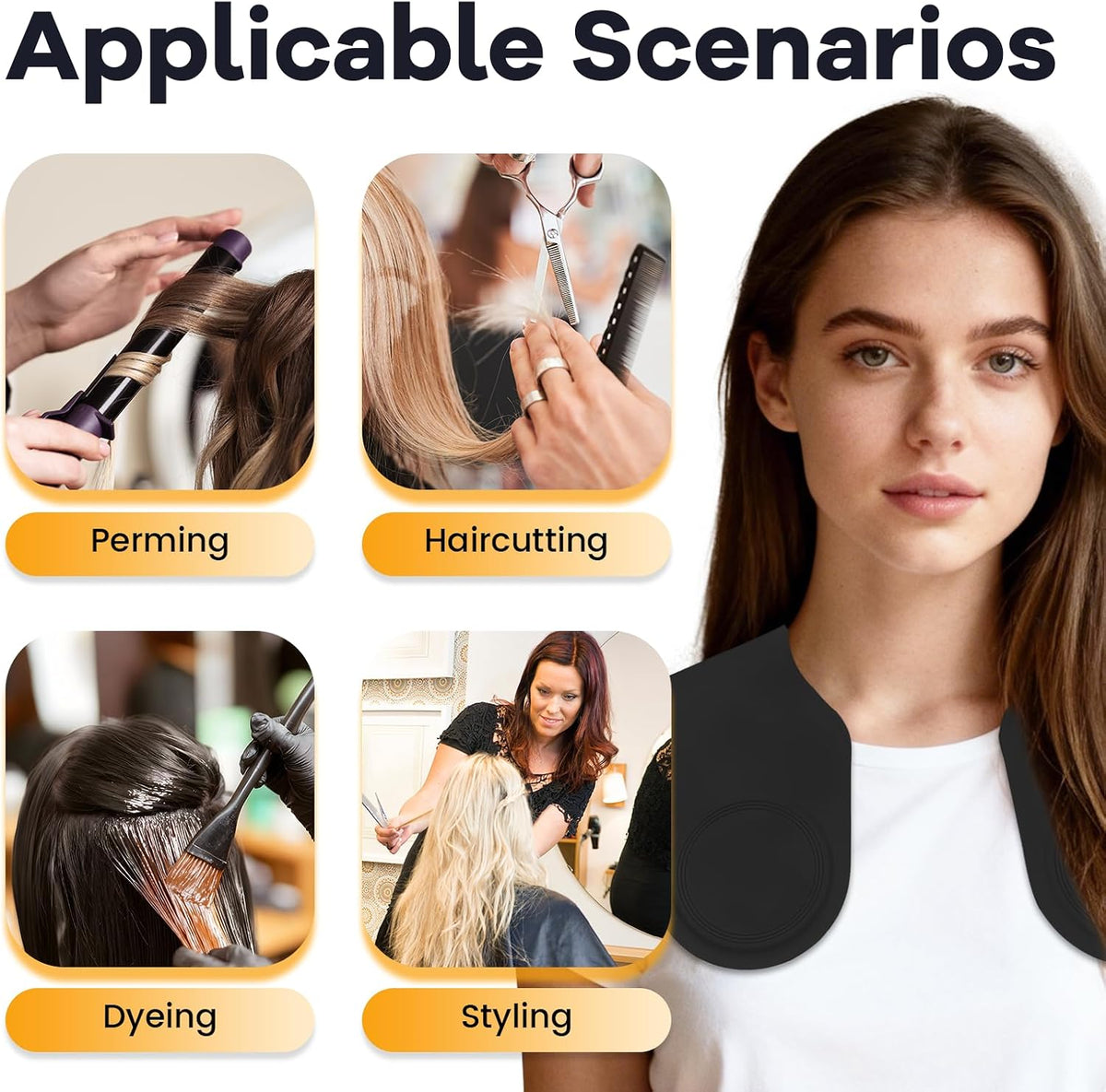 Wokyo Silicone Hair Cutting Collar, Non-slip Hair Cutting Mat Haircut Cape Catcher Neck Wrap Guard Neck Fitting Accessories