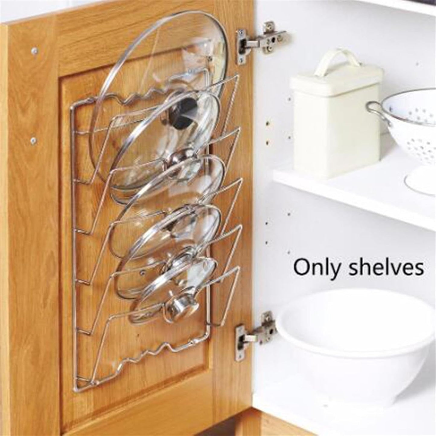 Pot Lid Organizer for Cabinet Door/Wall, Stainless Steel Lid Holder, Rack for Pan Lid Organizer, Lid Holder Stand, Cutting Board, Grill Tray Storage Kitchen Accessories