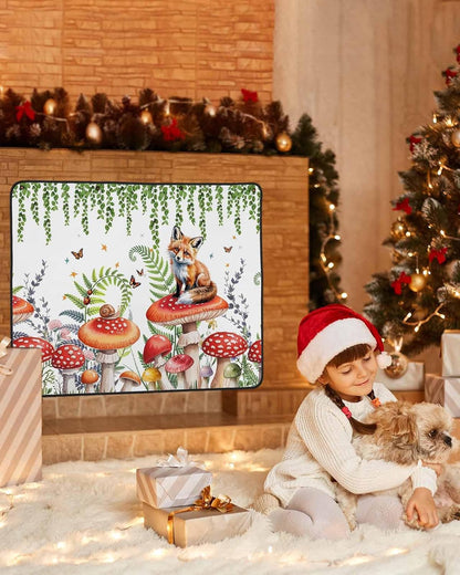 Magnetic Fireplace Cover Red Mushroom Fox Fireplace Screen Decorative Eucalyptus Leaves Butterfly Black Insulation Fireplaces Blocker Save Energy Fireplaces Draft Stopper Covers for Living Room 36x30