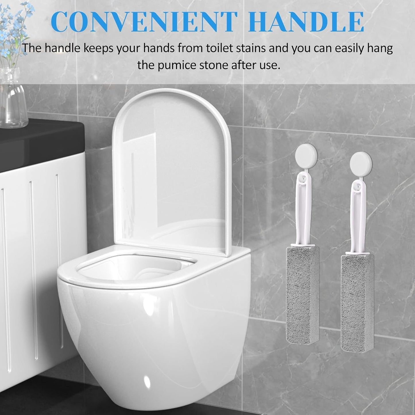 4 Pack Toilet Pumice Stone with Handle,Pumice Stone Toilet Bowl Cleaner | Ergonomic Handle,Suitable for Removing Limescale and Cleaning Toilets, Swimming Pools, Bathrooms, and Sinks