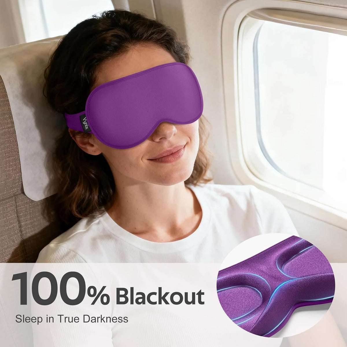 Vynix® Sleep Mask for Men Women - 100% Blackout Eye Masks for Sleep - 3D Soft Sleeping Mask for Side Sleepers - Zero Pressure Lash Extensions Eye Cover Shade for Airplane Travel Essentials, Black