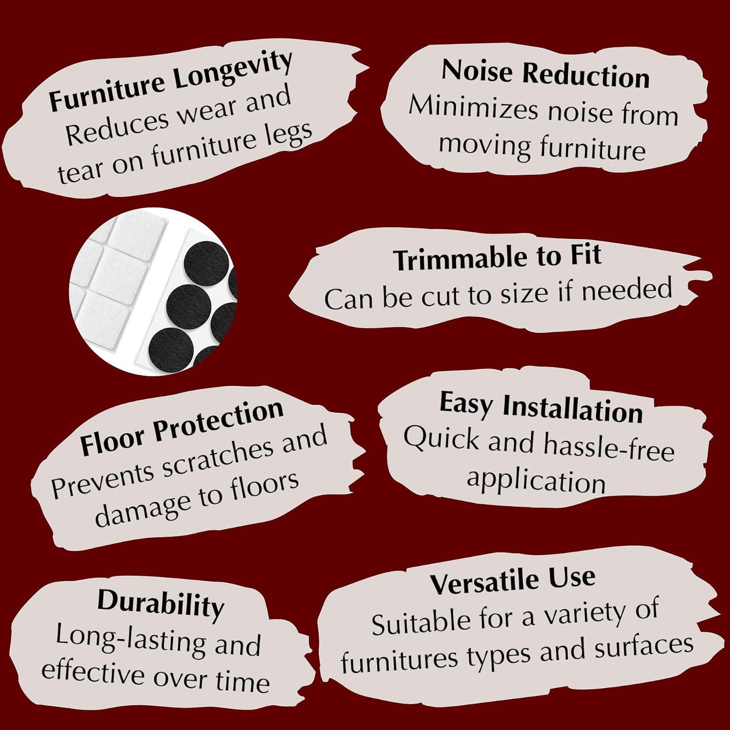 Felt Furniture Pads - 156pcs Black - Chair Leg Floor Protectors - Felt Pads | Furniture Sliders for Hardwood Floors, Chair Foot Pads, Furniture Legs, Felt Pads for Chairs, Floor Protectors for Furniture