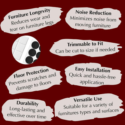 Felt Furniture Pads - 156pcs Black - Chair Leg Floor Protectors - Felt Pads | Furniture Sliders for Hardwood Floors, Chair Foot Pads, Furniture Legs, Felt Pads for Chairs, Floor Protectors for Furniture