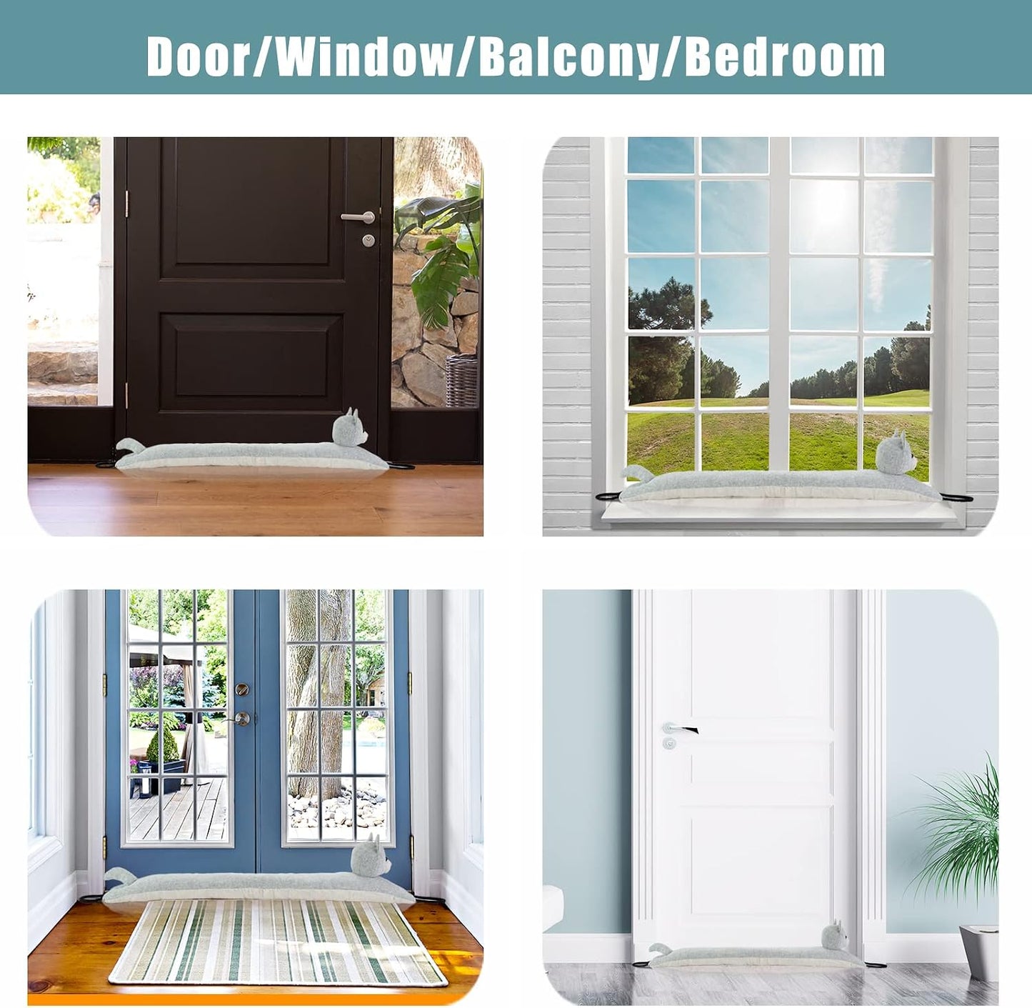 Under Door Draft Stopper Decorative Wind Stopper 36 inch for Door & Window, Weighted Animal Air Draft Stopper for Bottom of Door with Hanging Loops - Brown Dog