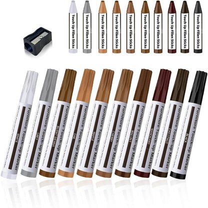 Repair Pen Wooden Furniture Floor Scratch Repair Markers and Wax Sticks Set of 21 for Stains, Scratches, Wood Floors, Tables, Desks, Carpenters, Bedposts, Touch Ups, and Cover Ups