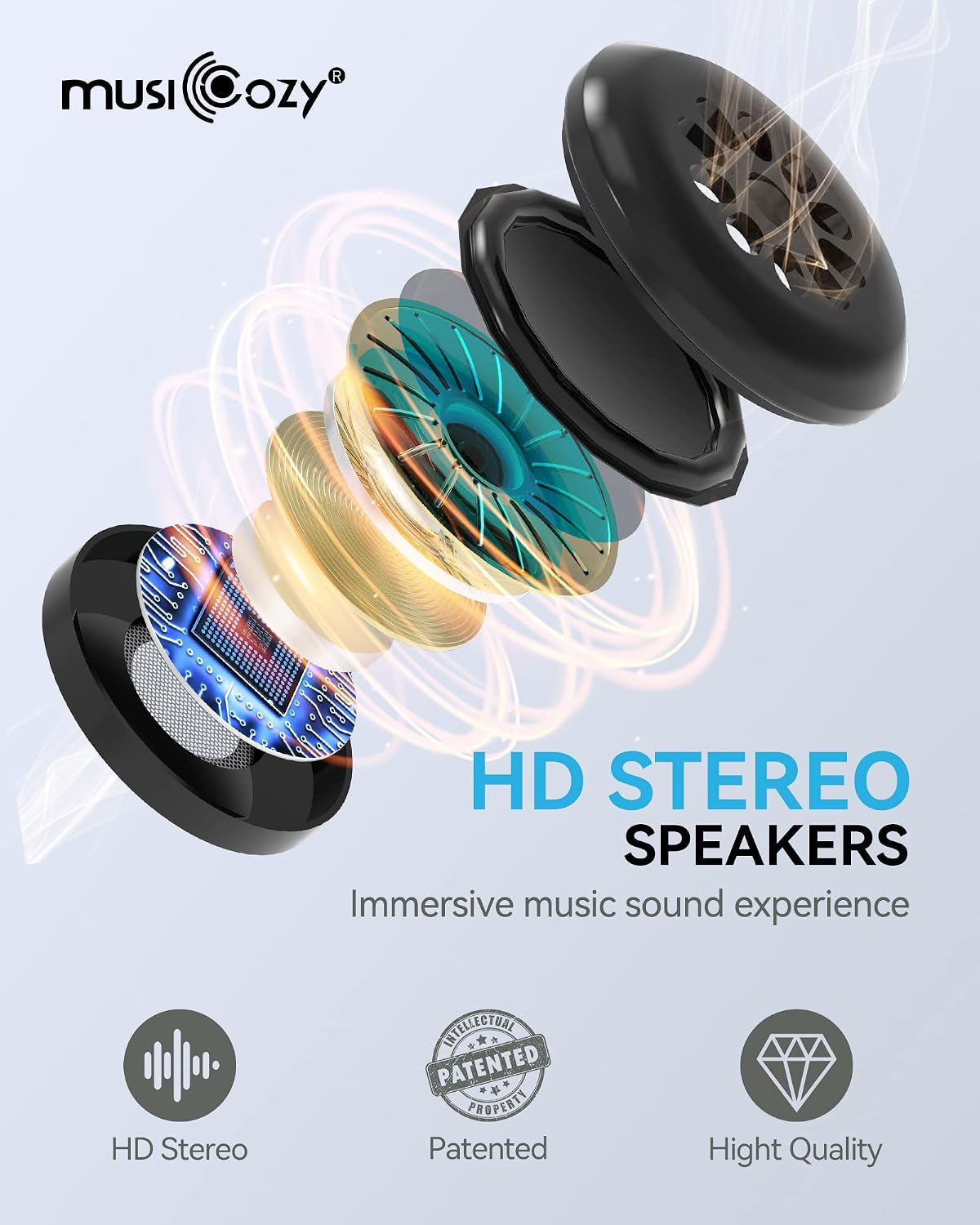 MUSICOZY Sleep Headphones Bluetooth 5.4 Sleep Mask with HD Sound