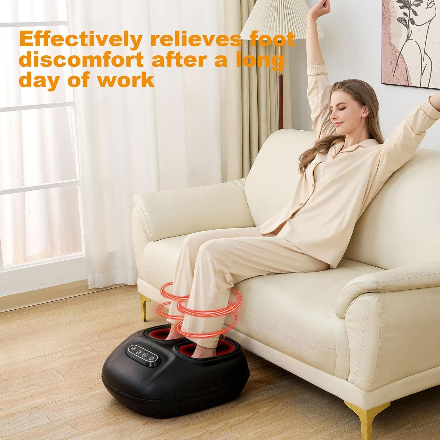 LINGTENG Foot Massager, Heated Foot Massager (Agate Black) | Deep Kneading-Detachable Washable-Home Office Underdesk-Men Women Parent Senior-Birthday Anniversary Christmas Valentine Gift