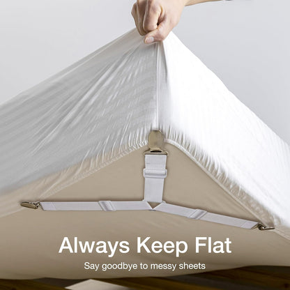 JELLYMONI Bed Sheet Straps, Adjustable Elastic Fasteners with Metal Clips, Fitted Bed Sheet Holders for Bed, Mattress Cover, Fitted Bed Sheets, Sofa Cushion