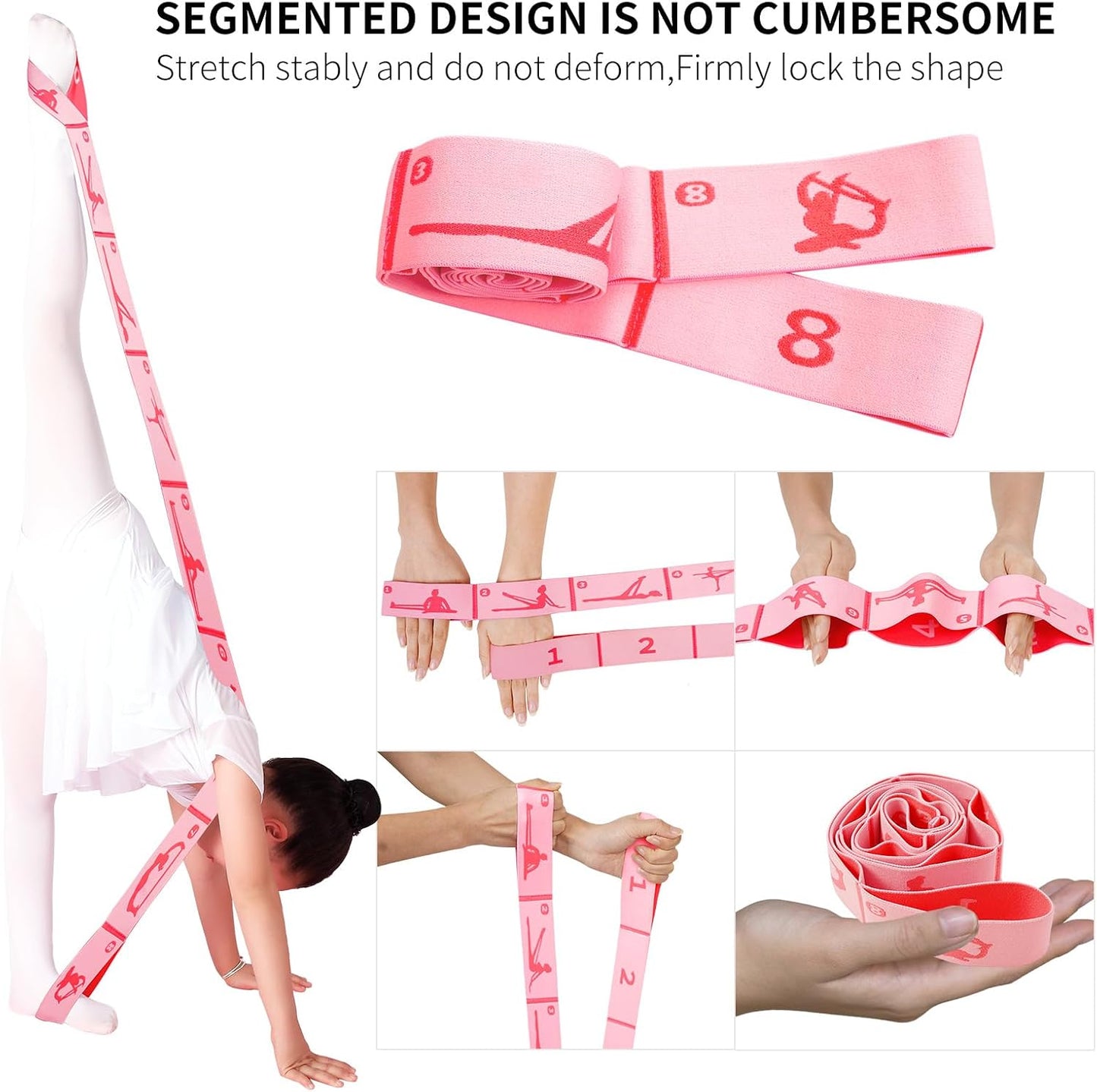 8 Loops Stretching Strap for Kids, Extended Dance Stretch Band Elastic for Ballet & Gymnastics, Children's Resistance Bands for Flexibility Training, Dance Equipment for Girls