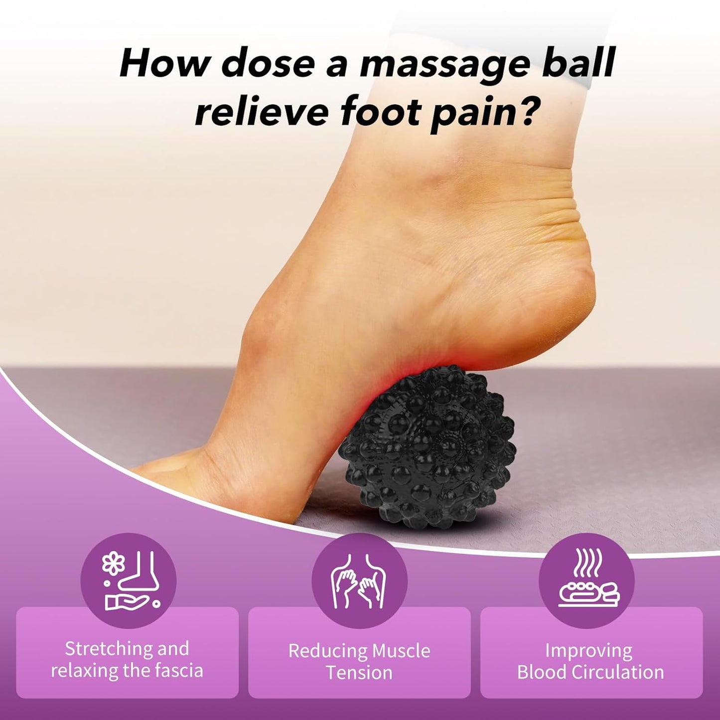 Plantar Fasciitis Night Splint Sock with Massage Ball for Tension Relief, Alleviate Pain from Plantar Fasciitis, Arch Pain, Heel Spur, Foot-drop and Achilles Tendonitis, Soft and Comfortable Foot Brace for Men and Women, Large-Black