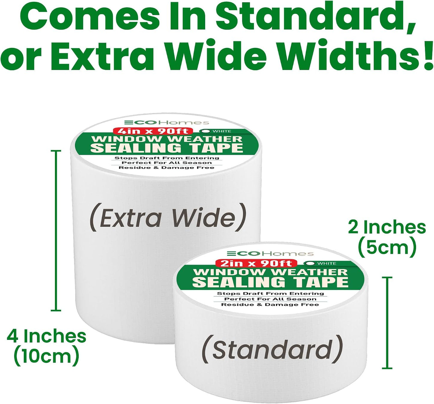 ECOHomes Window Weather Sealing Tape (2 Inch Wide x 90 Ft, Clear) | Weather Stripping Tape, To Stop Drafts Through Window Gaps and AC Units, Insulation Seal for Home and Air Conditioners