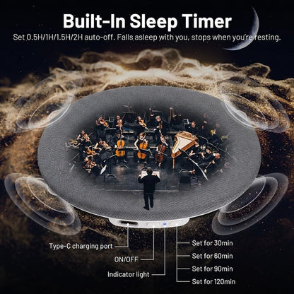 Pillow Speaker for Sleeping, Ultra-Thin Portable Bluetooth 6.0 Gray