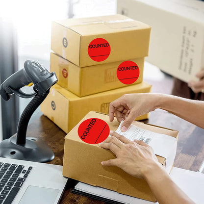 Counted Stickers Counted Inventory Control Label Counted Shipping Labels | 2 Inch Round Circle Counted Stickers for Round Adhesive Writable Inventory Control Shipping and Inventorys 500 Pcs