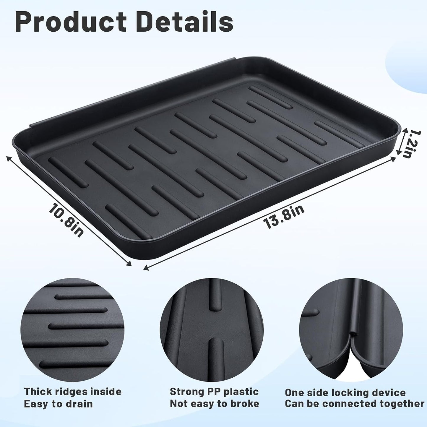 Boot Tray for Entryway Indoor, 4 Pack Plastic Shoe Mat Small Wet Shoe Tray with Raised Edge, Waterproof Winter Boot Mat for Mudroom, Garage, Garden, Black