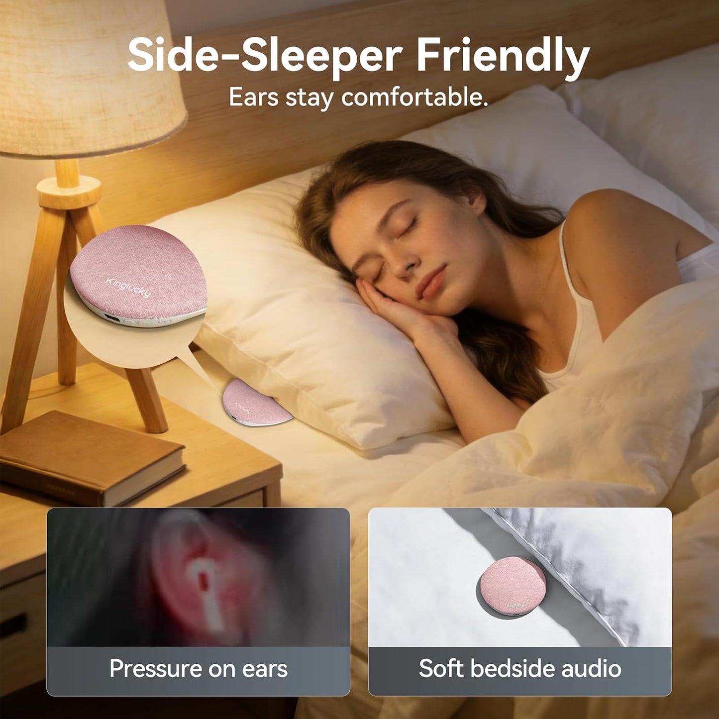 Kinglucky X50 Pillow Speaker for Sleeping, Built-in White Noise Sound Machine Pink Noise for Sleeping, Auto-Off Timer Portable Bluetooth Speaker Under Pillow Rechargeable for Side Sleeper, Blue