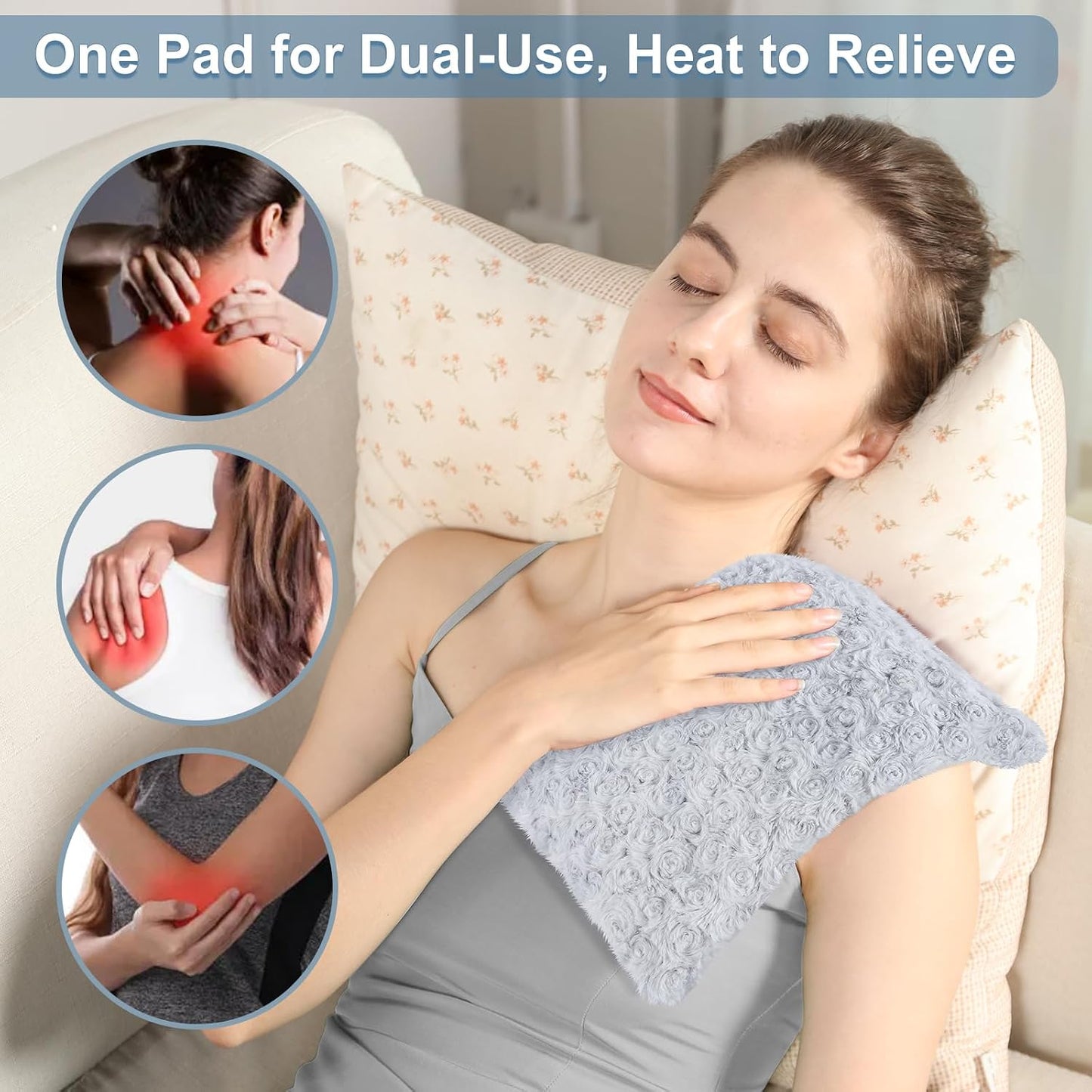 SuzziPad Heating Pad Microwavable for Reduce Discomfort with Washable Cover, 7 x12 Reusable Heat Pads for Shoulder, Belly, Elbow, Knee, Moist Heated Pack, Sore Muscle, Soothing Fatigue, Purple | Removable Cover Design, Long Lasting Moist Heat, Portable
