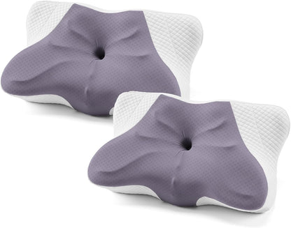 Sweetcrispy Cervical Pillow for Neck and Shoulder - Ergonomic Memory Foam Pillows, Contour Side Sleeper for Adults, Cooling Orthopedic Neck Support for Back Stomach Sleepers, White