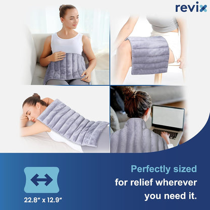 REVIX Extra Large Microwavable Heating Pad for Back, Heating Wrap, Purple