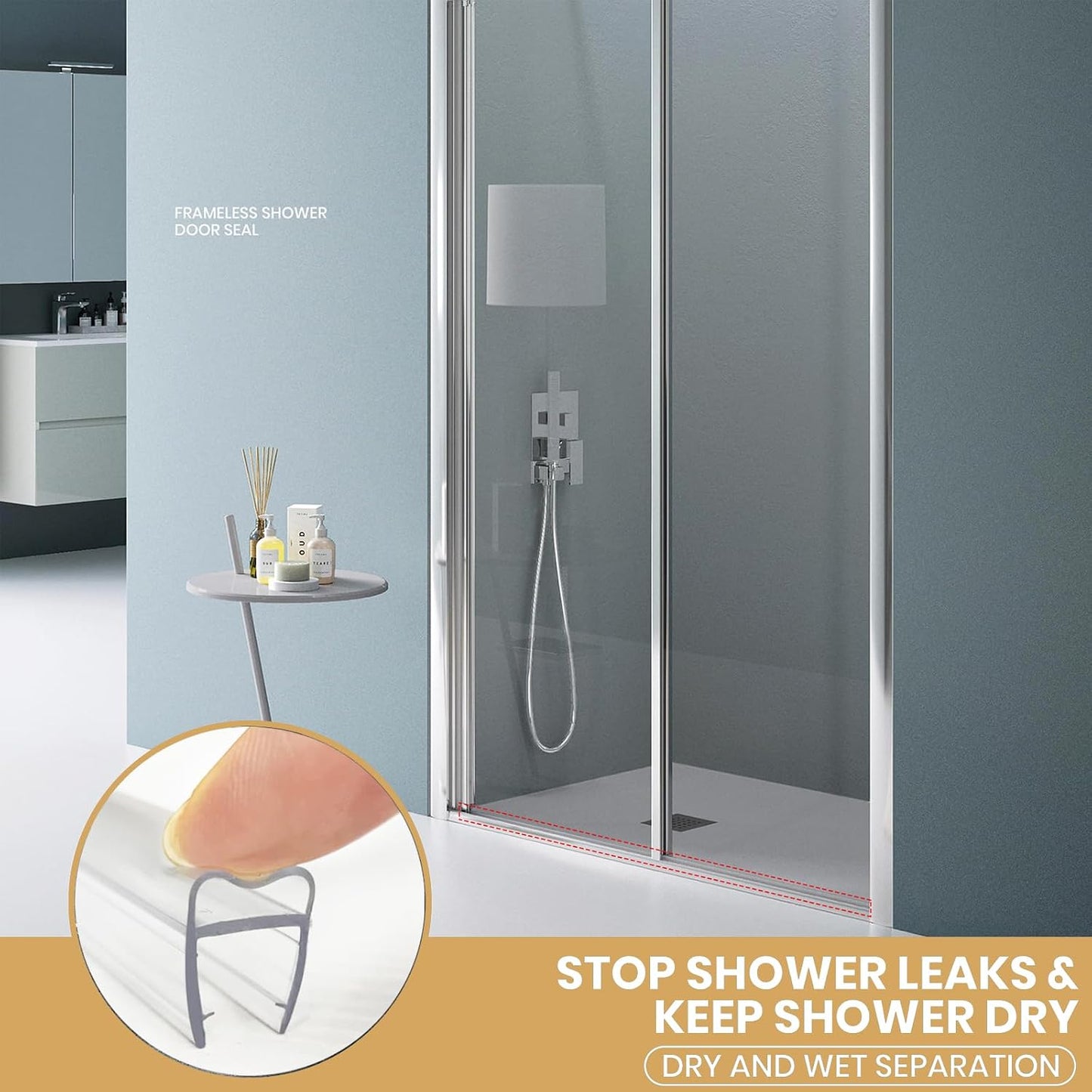 2-Pack 5/16" x 39" Shower Door Bottom Seal Strip, Shower Door Sweep | Frameless Glass Door Seal Strip, Stop Shower Leaks for 5/16" (8mm) Thick Glass