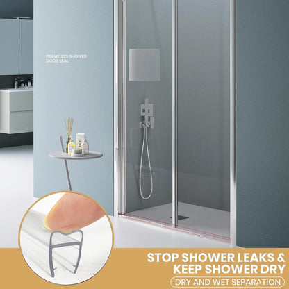2-Pack 5/16" x 39" Shower Door Bottom Seal Strip, Shower Door Sweep | Frameless Glass Door Seal Strip, Stop Shower Leaks for 5/16" (8mm) Thick Glass
