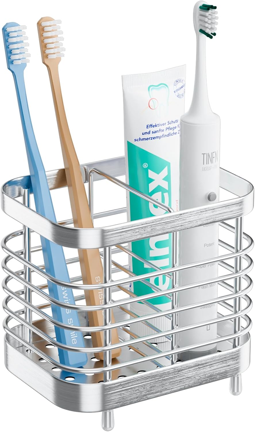 Stainless Steel Electric Toothbrush Holder for Bathroom with Drainage | Anti-Slip Countertop Tooth Brush Holder Caddy Stand, Toothbrush and Toothpaste Organizer, Black Bathroom Accessories Decor