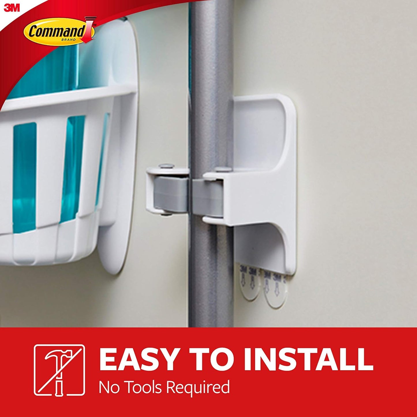 Command Large White Broom Grippers, 2 Broom Grippers, 4 Strips | Damage-Free Hanging Wall Mount Broom and Mop Holder, No Tools Holiday Cleaning Organizer, Holds up to 4 lb