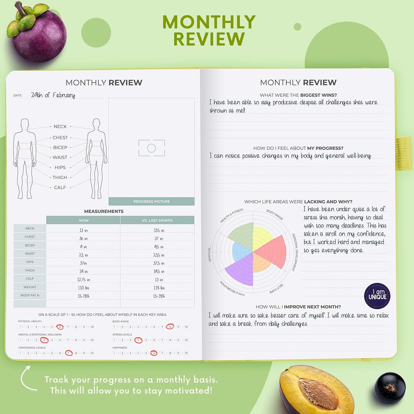 Clever Fox Wellness Planner & Food Journal for Weight Loss, A5 Orange | 5.8"x8.3" nutrition & exercise tracker for women tracking meals, diet & symptom diary, calorie counter notebook, stickers
