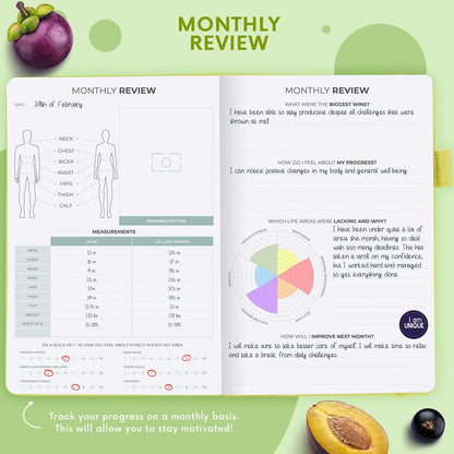 Clever Fox Wellness Planner & Food Journal for Weight Loss, A5 Orange | 5.8"x8.3" nutrition & exercise tracker for women tracking meals, diet & symptom diary, calorie counter notebook, stickers